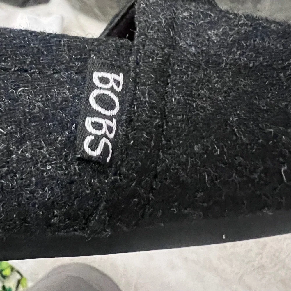 BOBS Skechers Boston Terrier, Black Expressive Design Memory Foam Flat Shoes W10